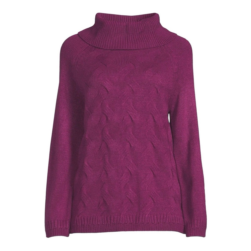 NWT LoveTrend Cowl Neck Cable Women's Purple/Plum Sweater Size 2X‎